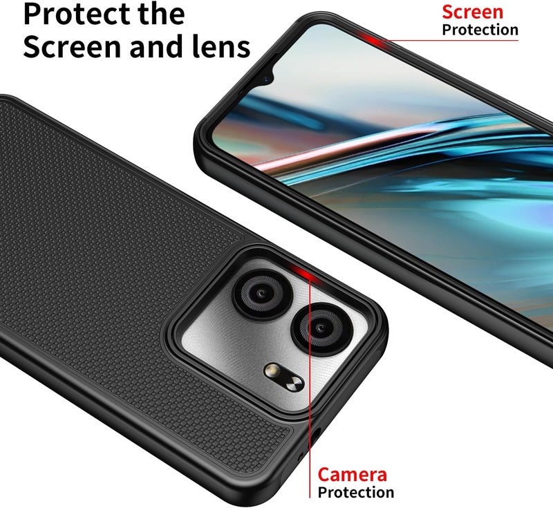 Mocotto for BLU View 5 Phone Case with Tempered Glass Screen Protector,Dual Layer Heavy Duty Shockproof Protection Phone Case Cover for BLU View 5 (Black) - Image 2